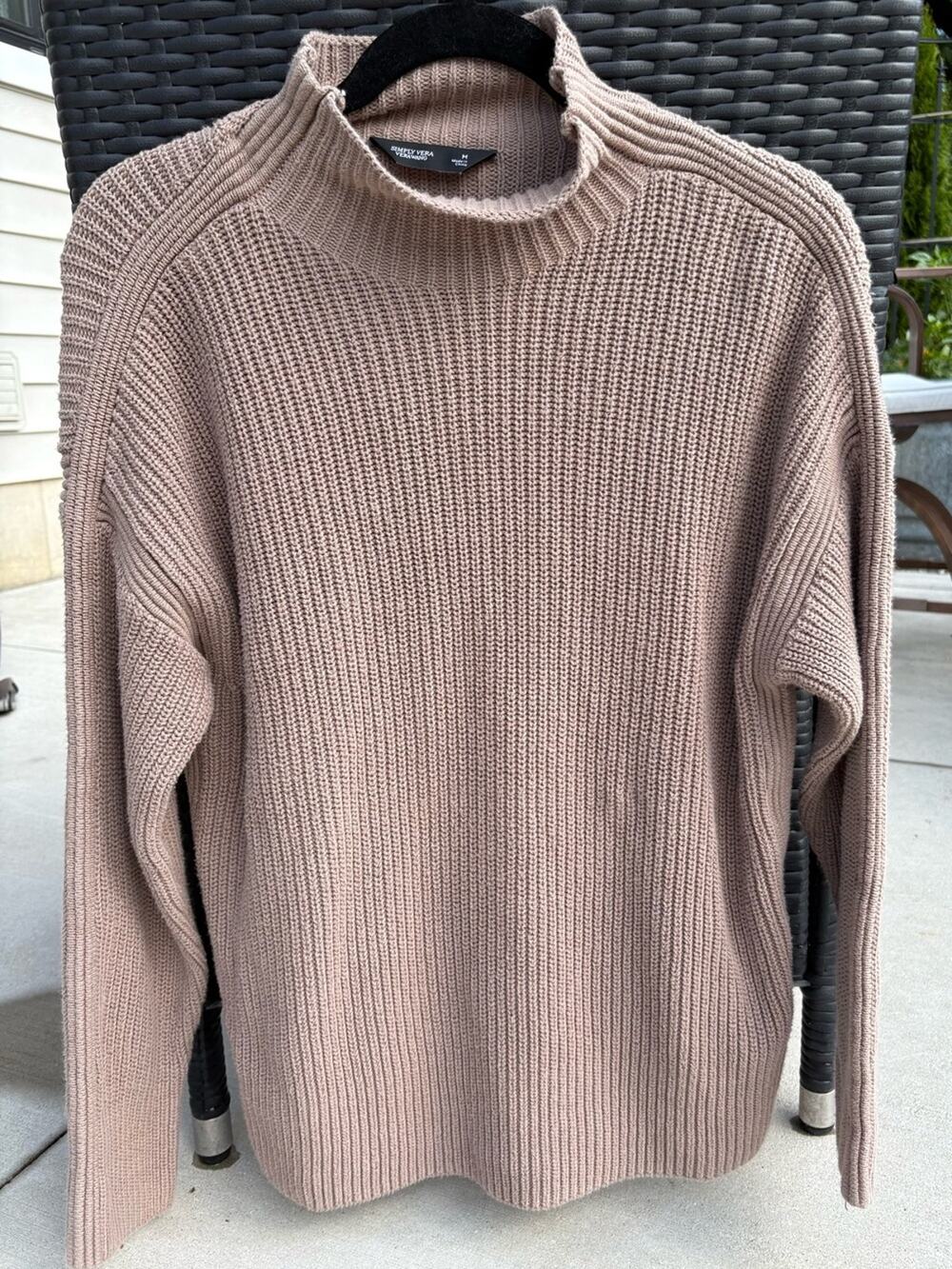 Simply Vera Vera Wang Cozy Ribbed Mock Neck Sweater in TaupeSize M